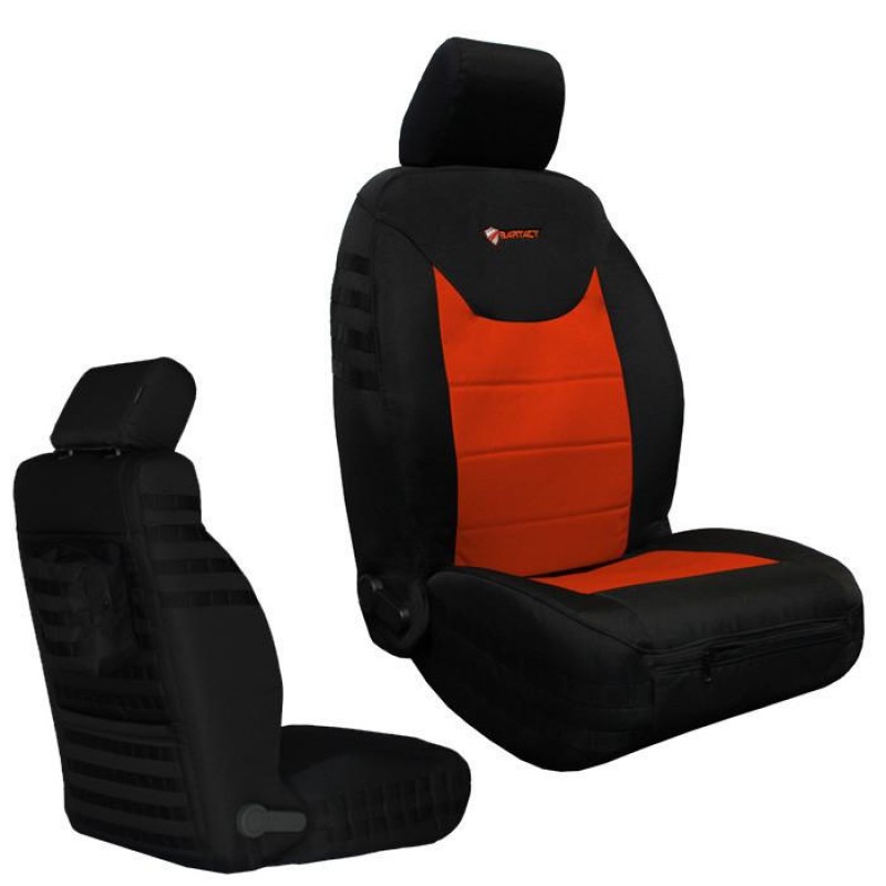 Bartact Tactical Front Seat Covers for 2013-2018 JK, Black and Orange - Pair