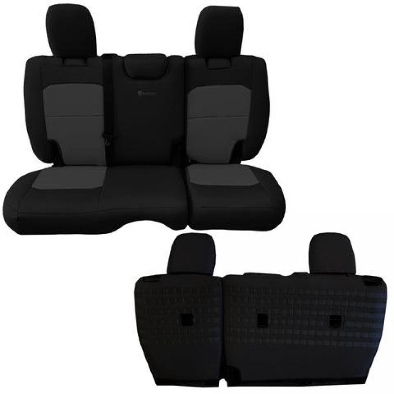 Bartact Tactical Rear Split Bench Seat Cover for JL 4-Door - Black and Graphite
