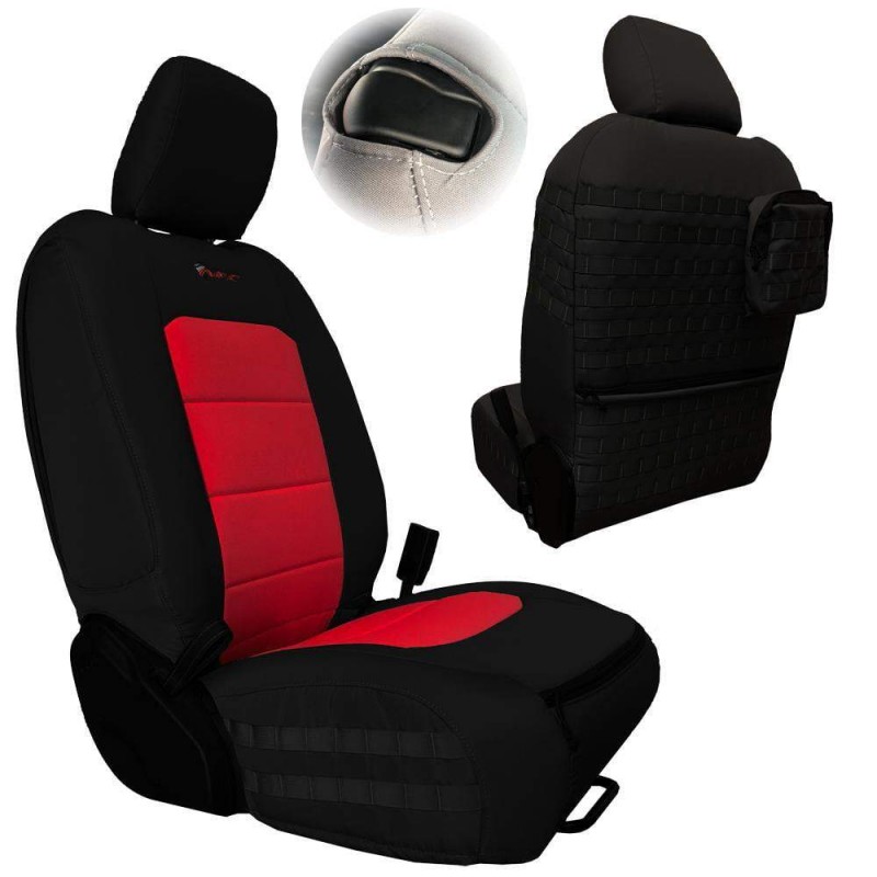 Bartact Tactical Front Seat Covers for JL 2-Door, Black and Red - Pair