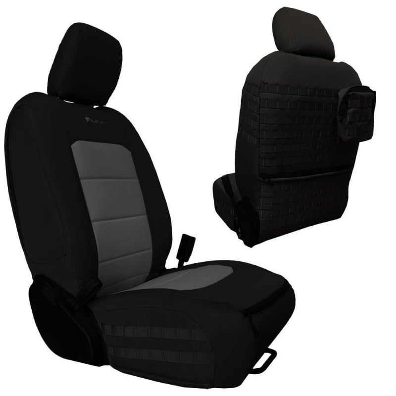 Bartact Tactical Front Seat Covers for JL 4-Door, Black and Graphite - Pair