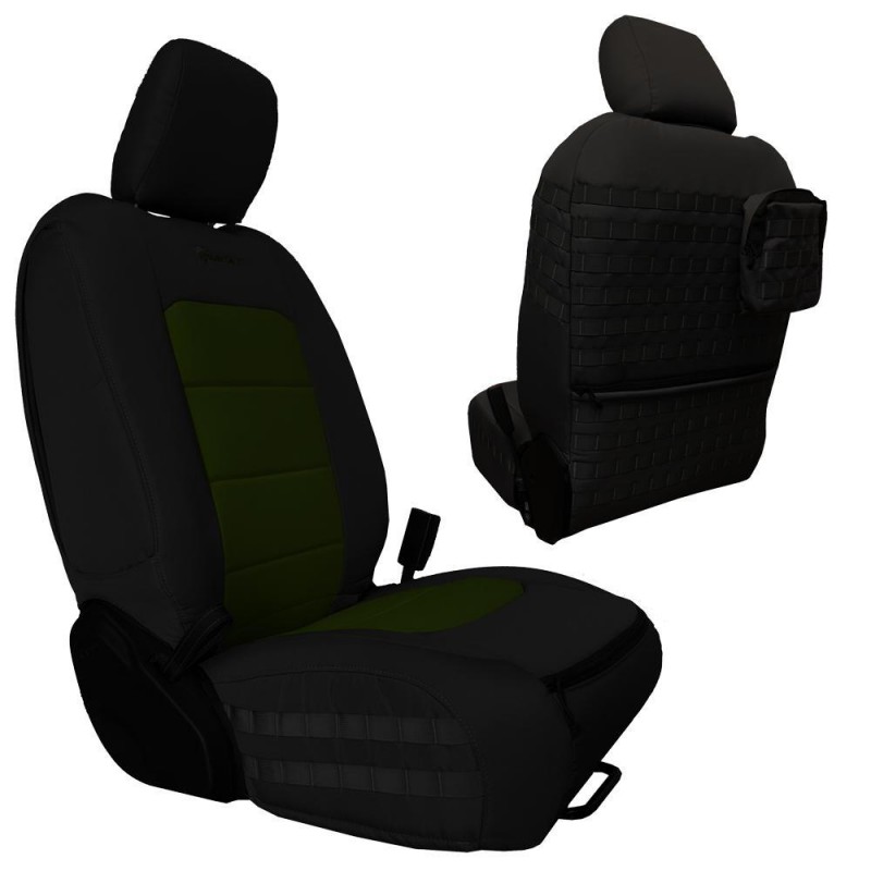 Bartact Tactical Front Seat Covers for JL 4-Door, Black and Olive Drab - Pair