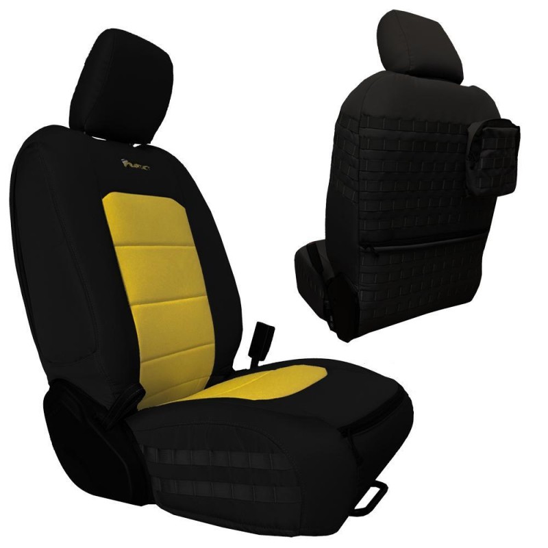 Bartact Tactical Front Seat Covers for JL 4-Door, Black and Yellow - Pair