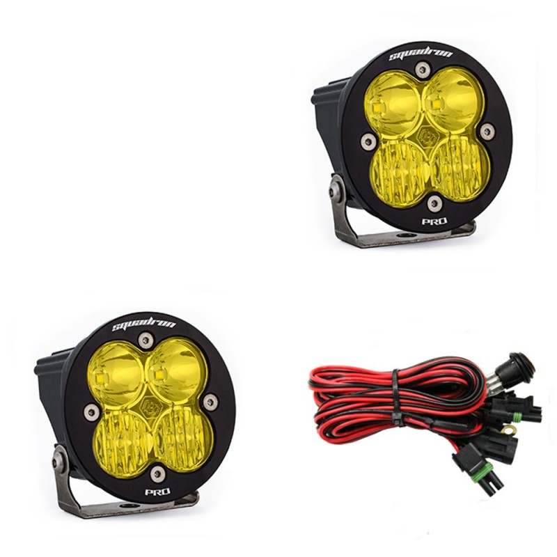 Baja Designs Squadron R Pro, Driving/Combo Beam LED Lights, Black with Amber Lens - Pair