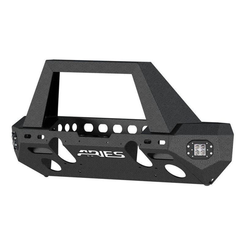 Aries Automotive TrailChaser JL Front Bumper with Angular Brush Guard & LED Corners, Steel - Textured Black