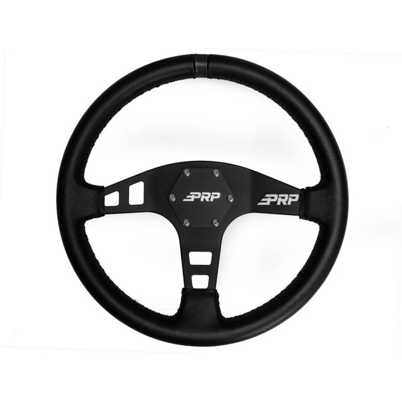PRP Flat Leather Steering Wheel, Black