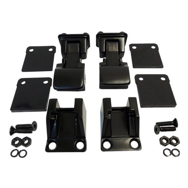 RT Off-Road TJ Style Stainless Steel Hood Catch Kit - Black Powdercoated