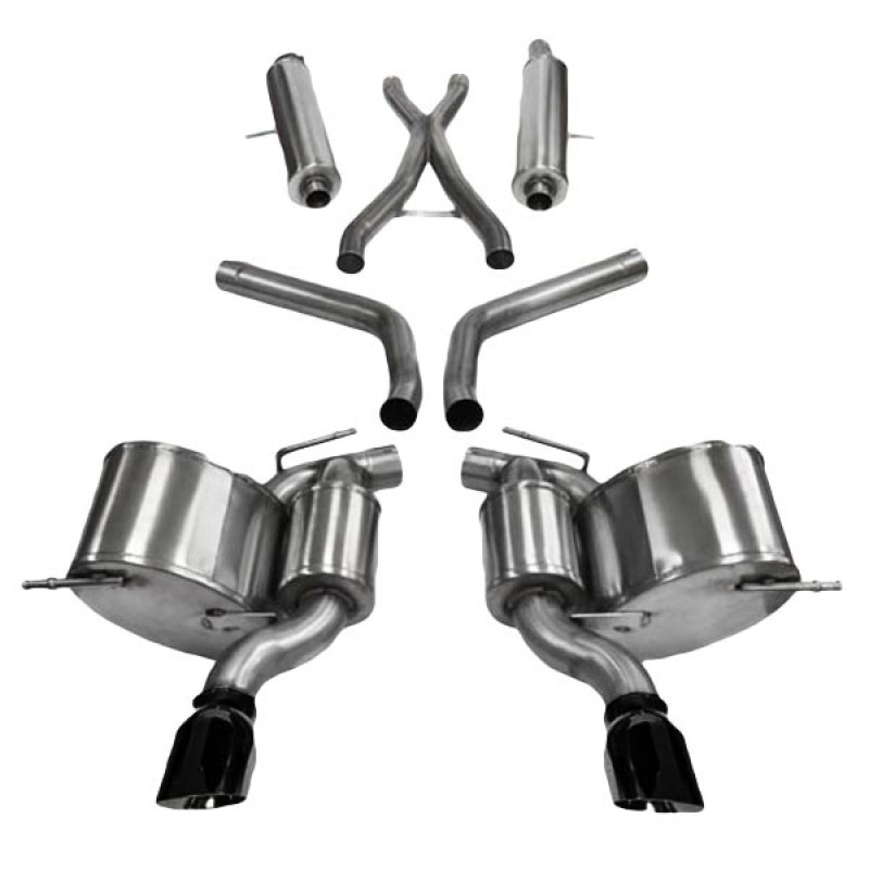 Corsa 2.75" Sport Cat-Back Exhaust System with Dual Rear Exit 4.5" Black Pro-Series Tips
