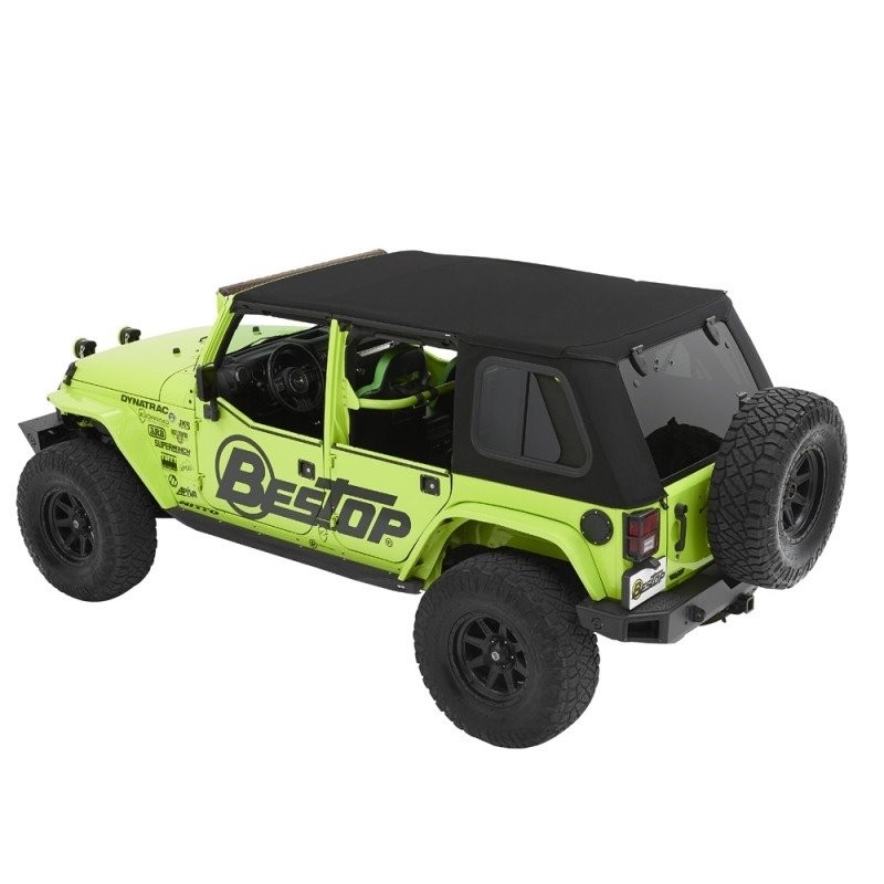 Bestop Trektop Pro Hybrid Soft Top - with Removable Tinted Glass Windows - Black Twill