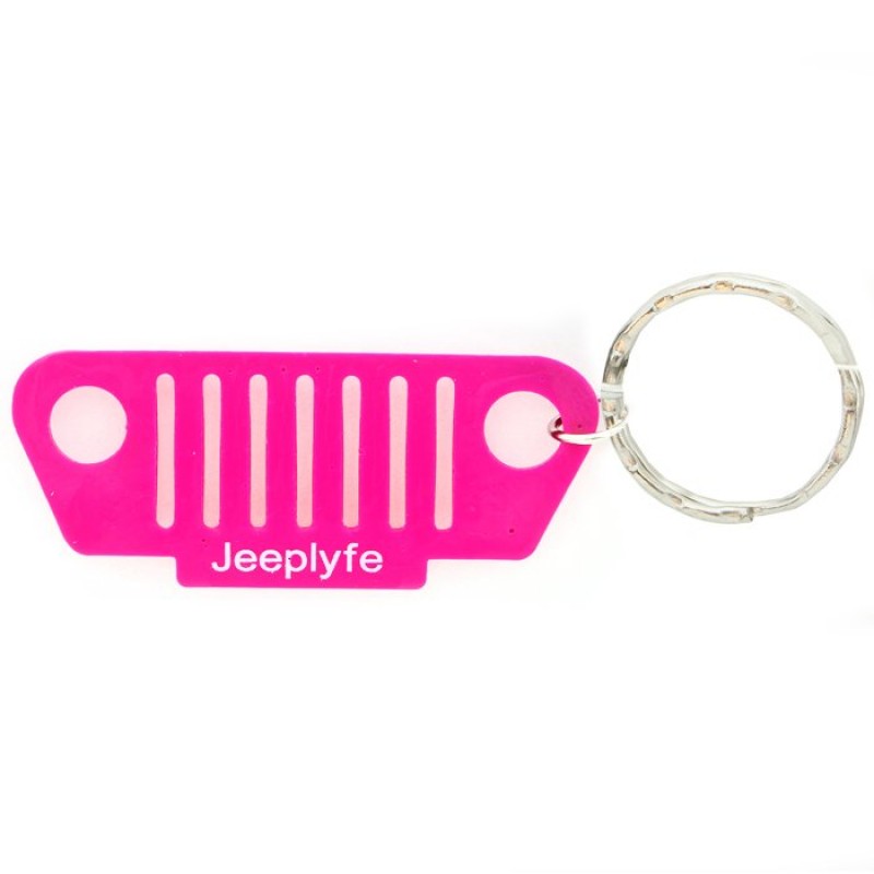 JeepLyfe Front TJ Grille Keychain, Rubber - Pink