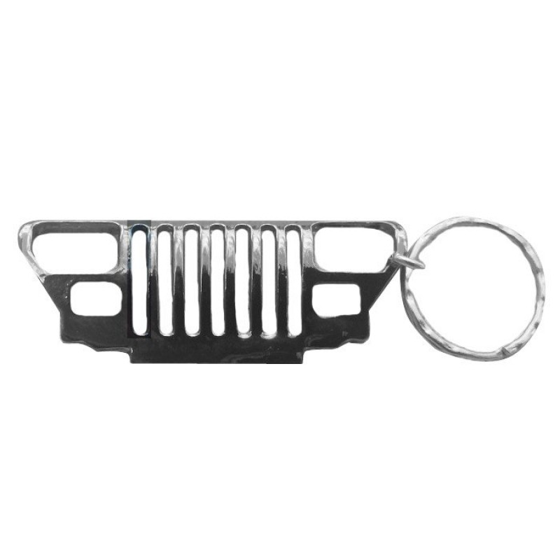 JeepLyfe Front YJ Grille Keychain, Alloy - Gunmetal