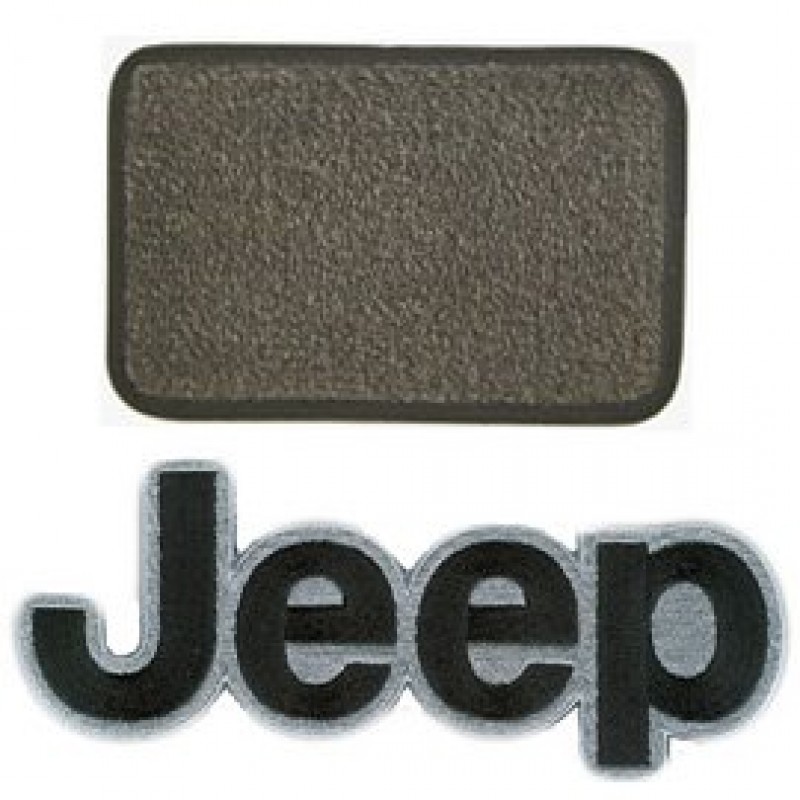 Ultimat Floor Mats Front Pair Sand Grey With Black Jeep Logo & Driver's Left Foot Rest