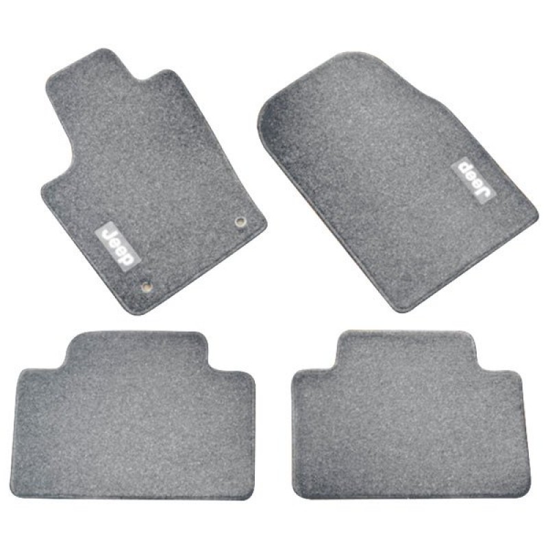 MOPAR Premium Carpet Floor Mat Kit with Jeep Logo, Medium Graystone - 4 Piece