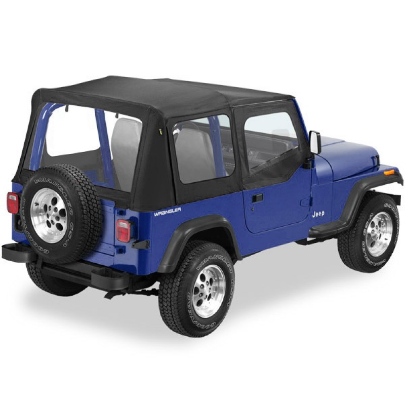 Pavement Ends Replay Soft Top with Clear Windows and Upper Door Skins, Black Denim