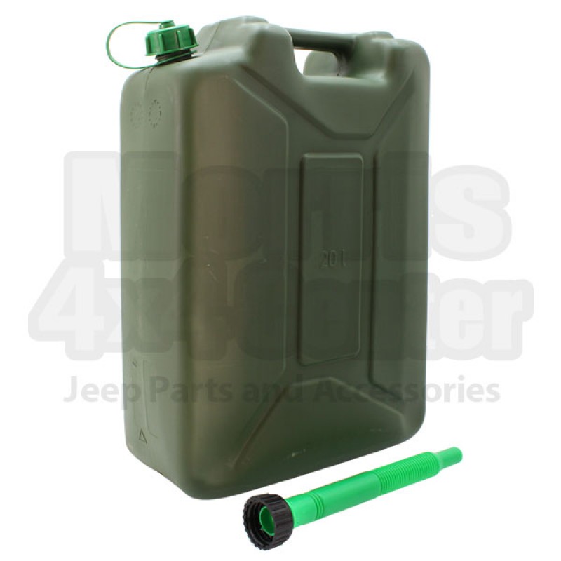 Plastic Jerry Can 20 Liter - 5.28 Gallon with Spout, Olive Green