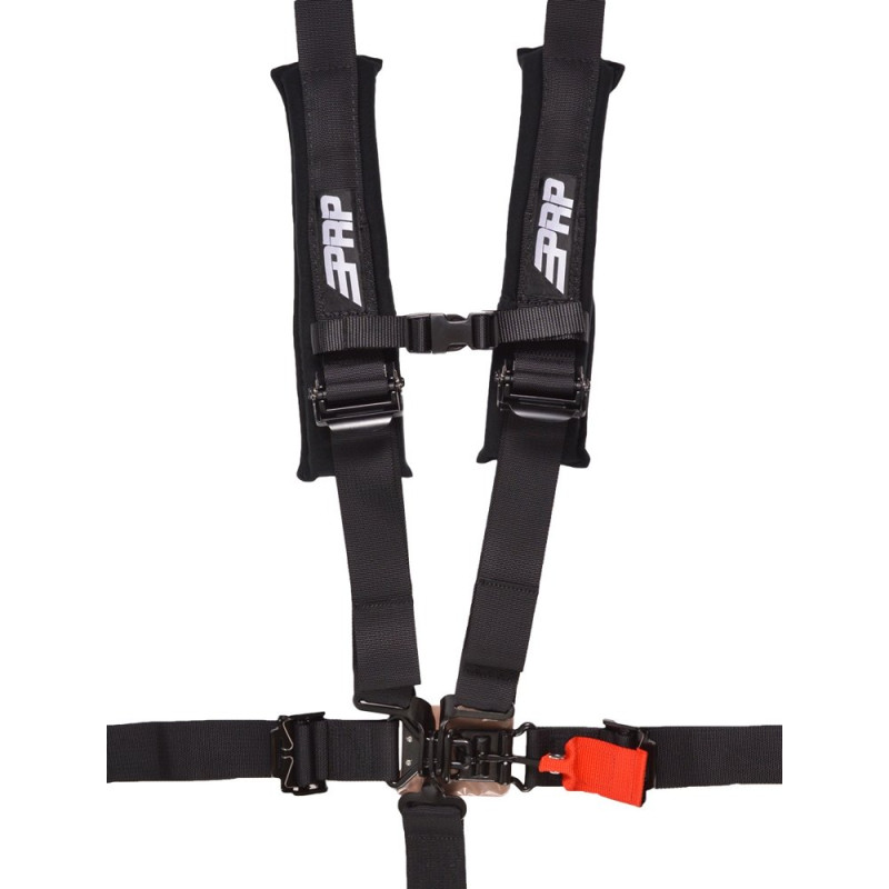 PRP 2" Safety Harness, 5 Point, Bolt-In Lap Belt, EZ Adjusters - Black