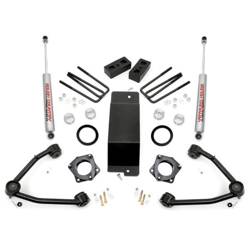 Rough Country 3.5" Suspension Lift Kit with Premium N2.0 Series Shocks and Steel Upper Control Arms