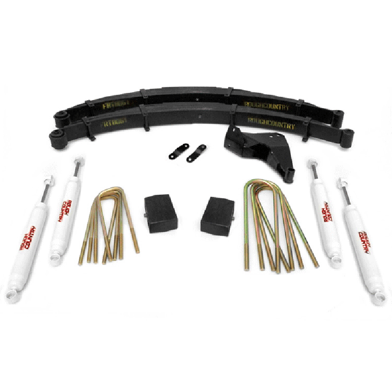 Rough Country 4" Suspension Lift Kit with Performance 2.2 Series Shocks with Front Lifted Leaf Springs