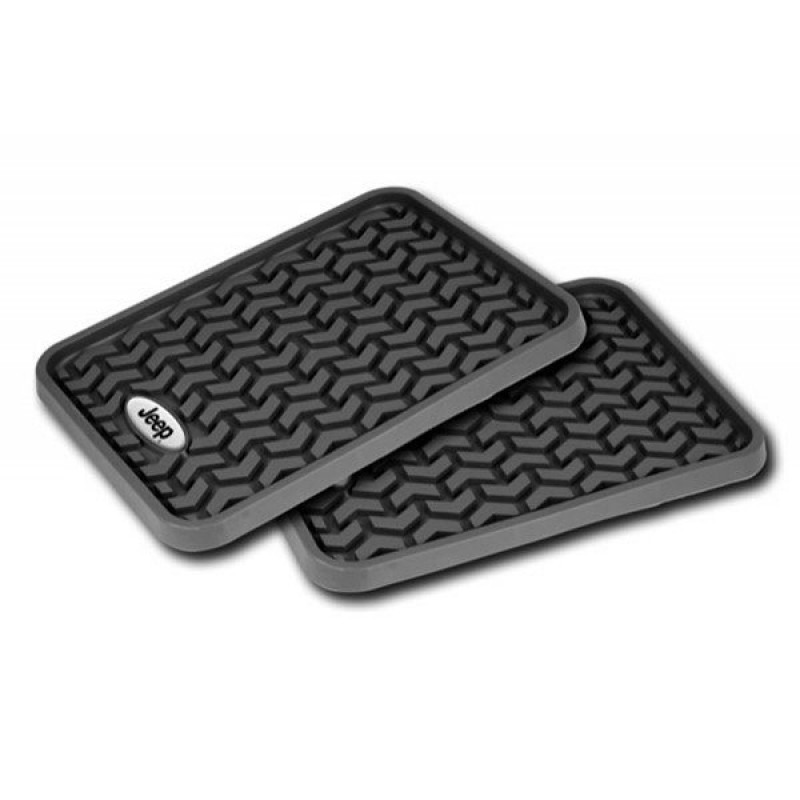 Rugged Ridge Rear Floor Liner, Black, Jeep Logo - Pair