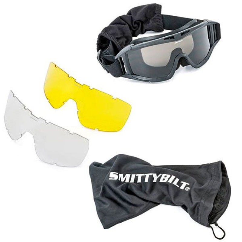Smittybilt Protective Trail Goggles with 3 Interchangeable Lenses and Carrying Case