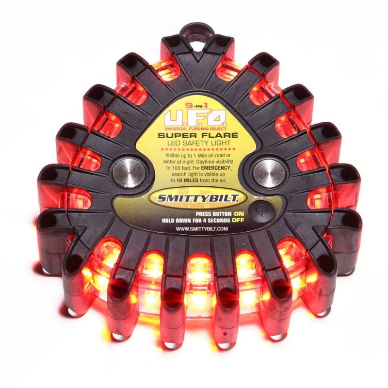 Smittybilt U.F.O. Led Safety Emergency FlashLight, Red