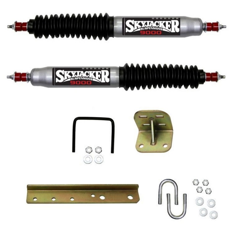 Skyjacker Dual Steering Stabilizer Kit (Silver with Black Boots)