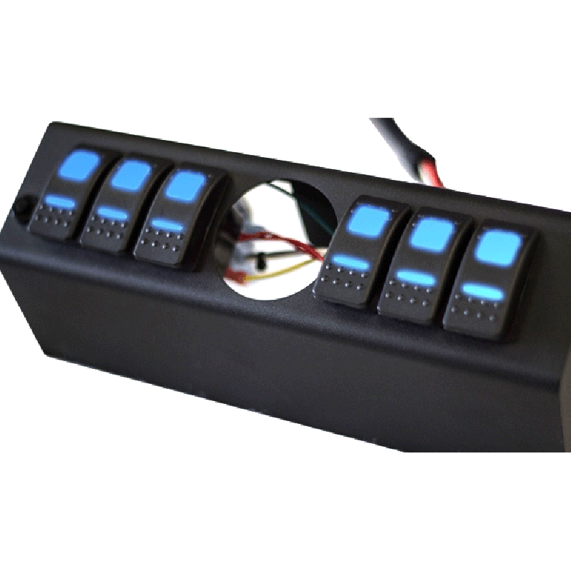 sPOD 6 Dual LED Switch Panel and Source System Kit with 2-1/16" Empty Gauge Hole - Blue LED
