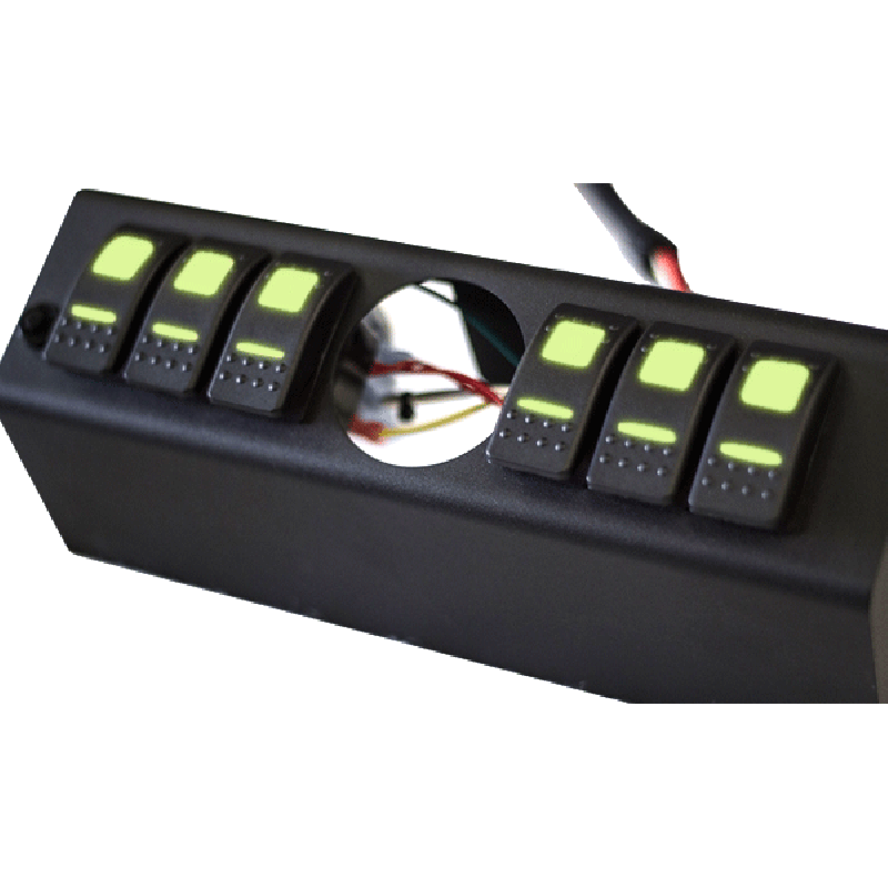 sPOD 6 Dual LED Switch Panel and Source System Kit with 2-1/16" Empty Gauge Hole - Green LED