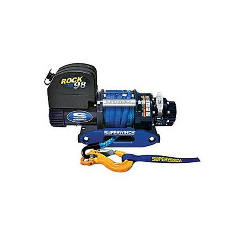 Superwinch Rock 98, 12 Vdc Competition Winch, 9,800Lb/4445 Kg W/ 3/8" X 50' Synthetic Rope & Blue Anodized Hawse