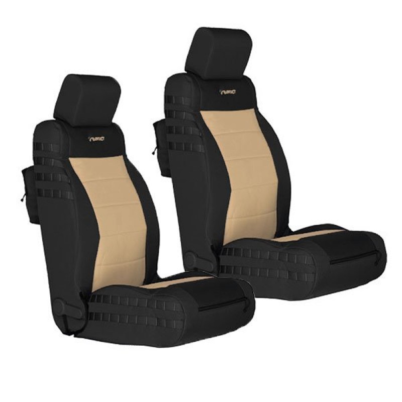 Bartact Supreme Front Seat Covers, Black and Khaki - Pair