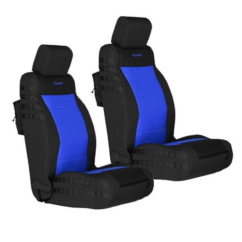 Bartact Front Seat Mil-Spec Super Covers, Air Bag Compatible, Black and Blue - Pair