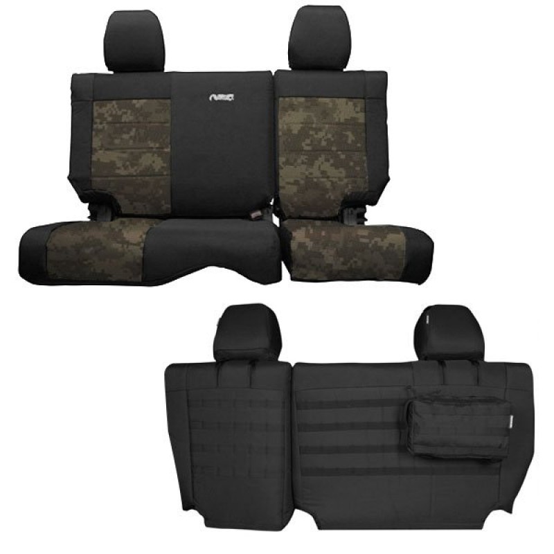 Bartact Supreme Rear Split Bench Seat Cover Black And Acu Camo