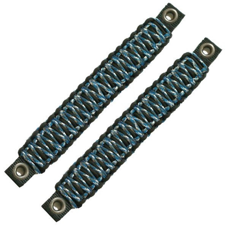 Bartact Paracord Sound Bar Grab Handles with Grommets, Black and Blue Camo - Pair