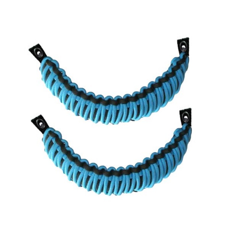 Bartact Paracord Sound Bar Grab Handles with Grommets, Black and Cosmos Hydro Blue - Pair