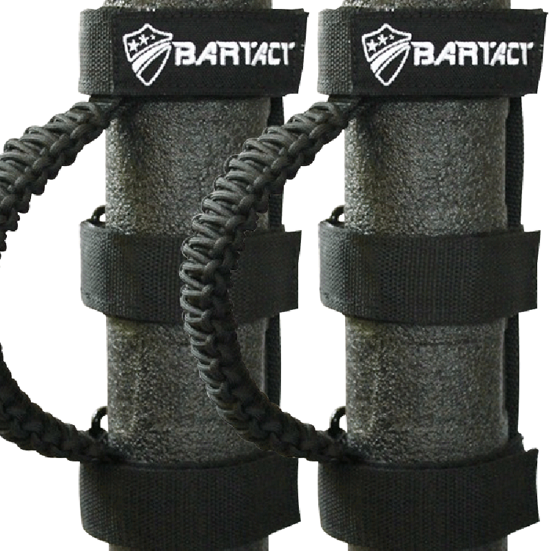 Bartact Paracord Roll Bar Grab Handles, Black and Black - Pair