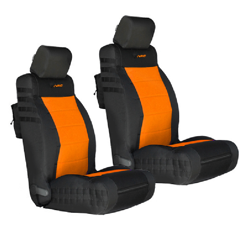 Bartact Supreme Front Seat Covers, Black and Orange - Pair