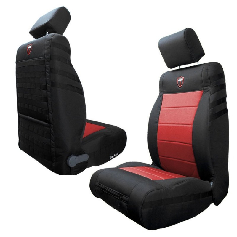 Trek Armor Supreme Front Seat Covers, Black And Red, Pair