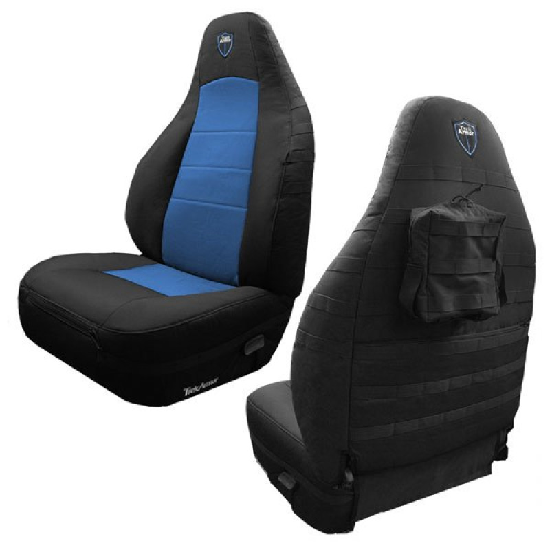 Trek Armor, Supreme Front Seat Covers, Pair, Black & Blue