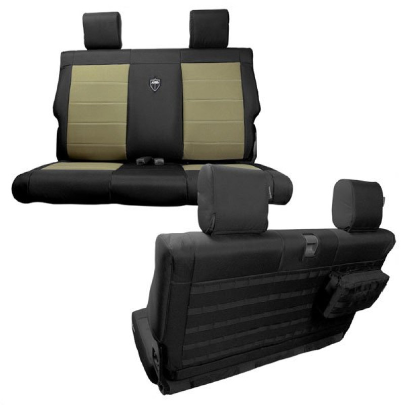 Trek Armor Supreme Rear Bench Seat Covers, Black / Khaki