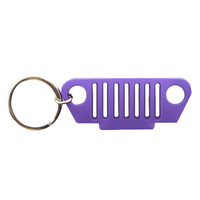 JeepLyfe Front TJ Grille Keychain, Rubber - Purple