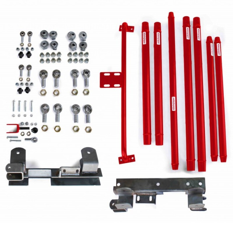 Steinjager Long Arm Travel Kit for 2"-6" Lift and Automatic Transmission, Chrome Moly Tubing - Red Baron
