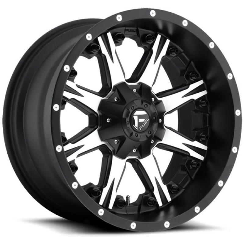 Fuel Nutz Series Wheel - 20"x10" - Bolt Pattern 5x5" - Backspacing 4.5" - Offset -24 - Black and Machined