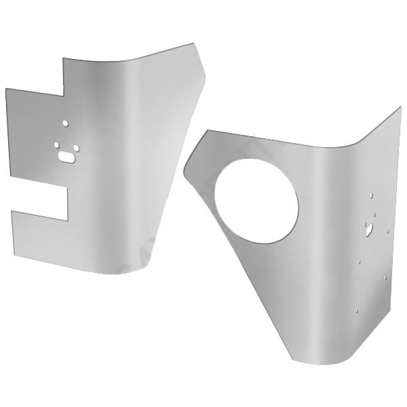 Warrior Rear Corners with Cutouts, Smooth Polished Aluminum - Pair
