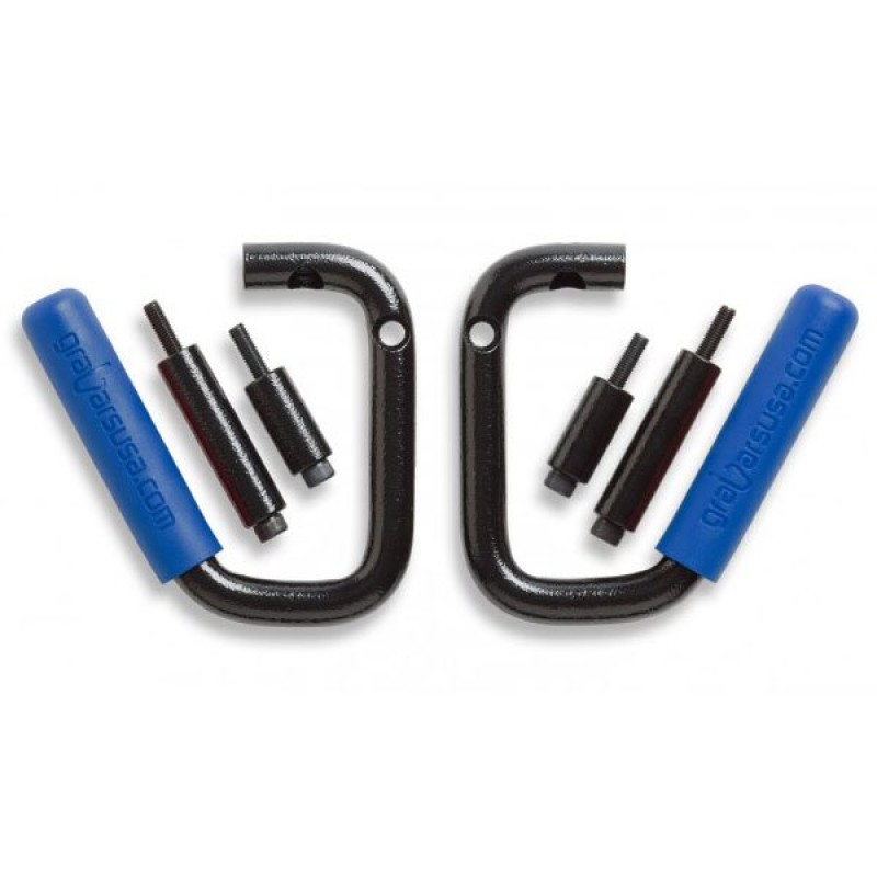 Welcome Distributing Front GraBars, Black Steel with Blue Rubber Grips - Pair