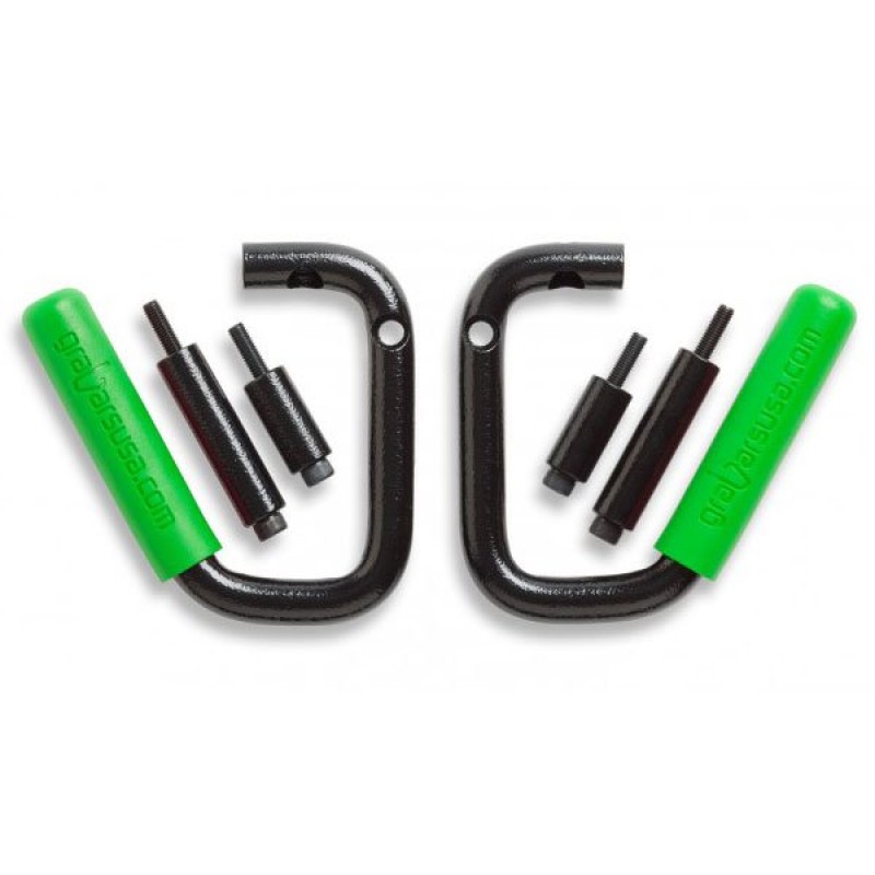 Welcome Distributing Front GraBars, Black Steel with Green Rubber Grips - Pair