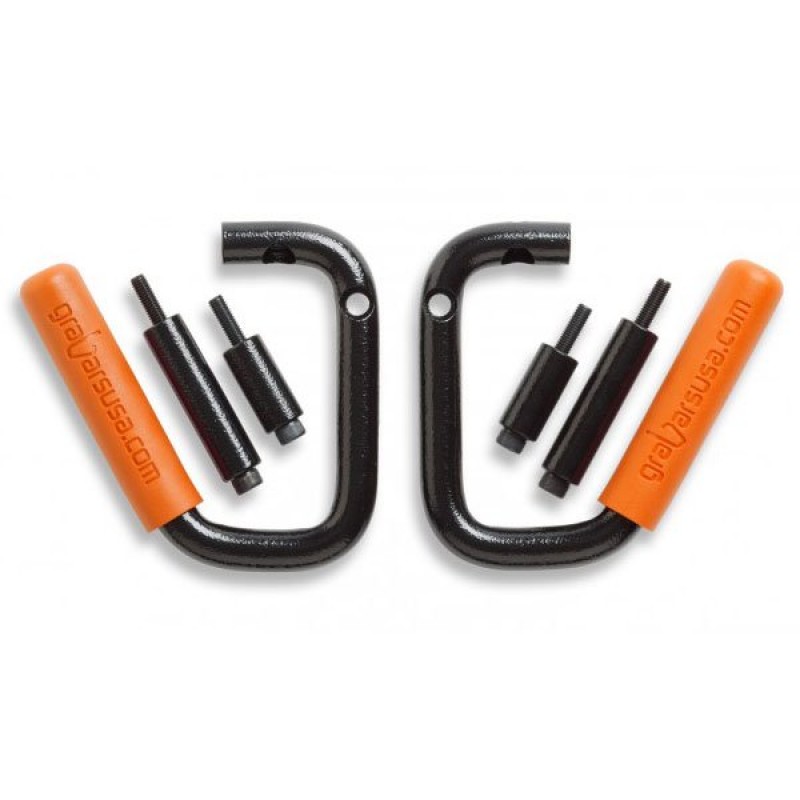 Welcome Distributing Front GraBars, Black Steel with Orange Rubber Grips - Pair