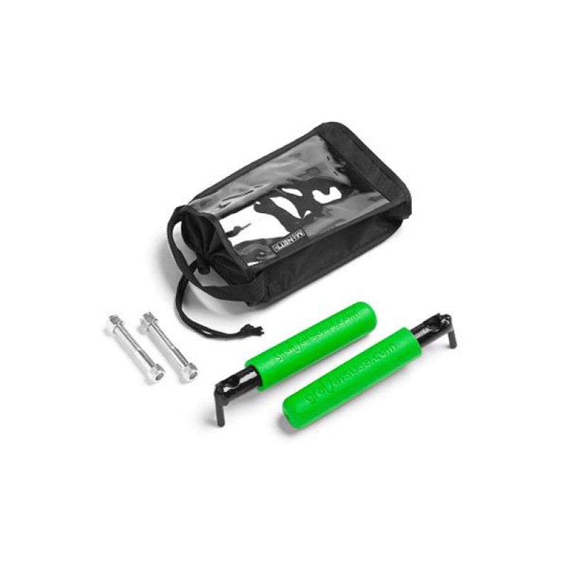Welcome Distributing GraBar BootBars (Foot Pegs), Black Steel with Green Dual Layer Rubber Grips - Pair