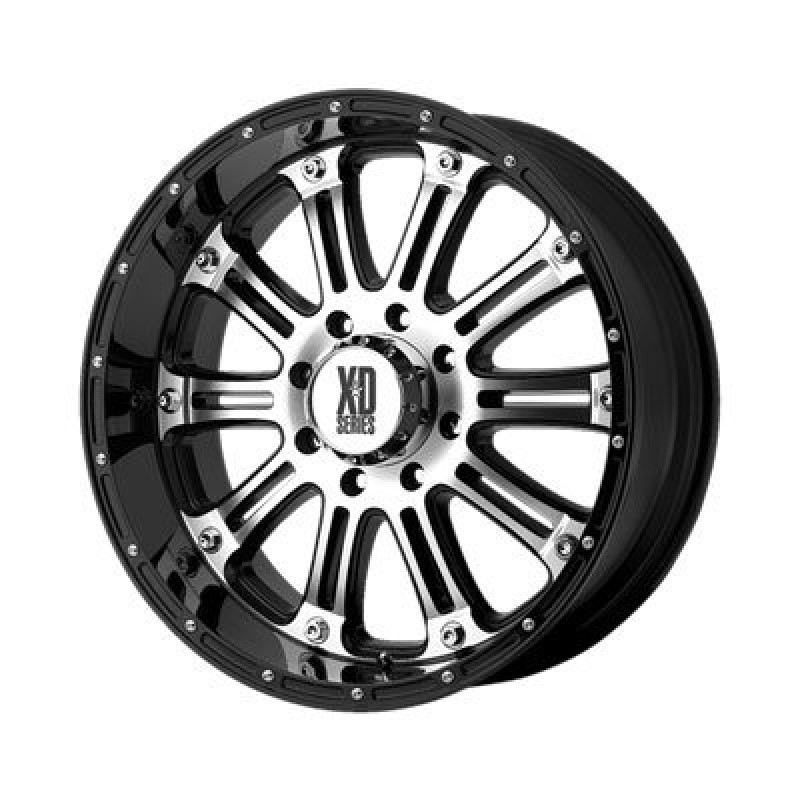KMC, XD Hoss Series, Gloss Black With Machined Face, 16X8" 5X4.5", Back Spacing 4.5"