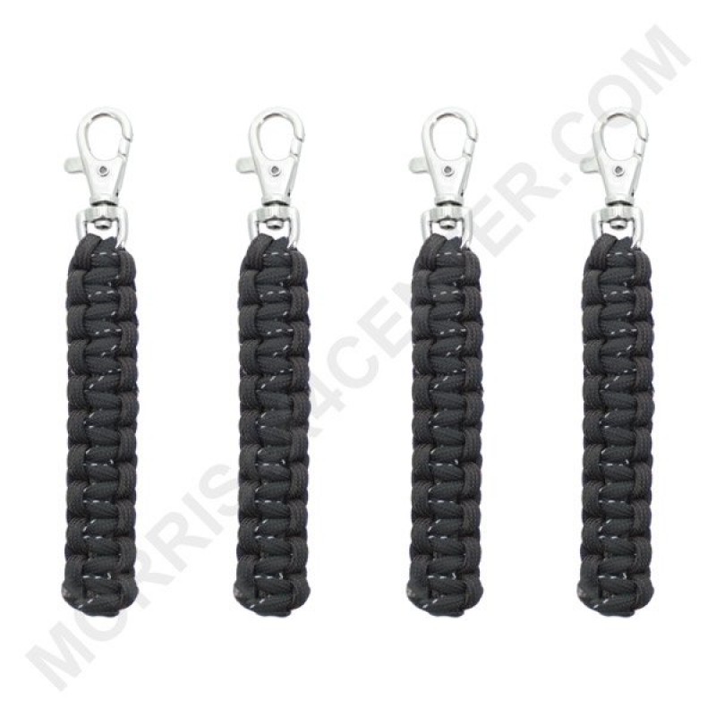 Surprise Straps Matching Zipper Pulls - Black with 1 Strand Reflective Paracord and Solid Black Paracord