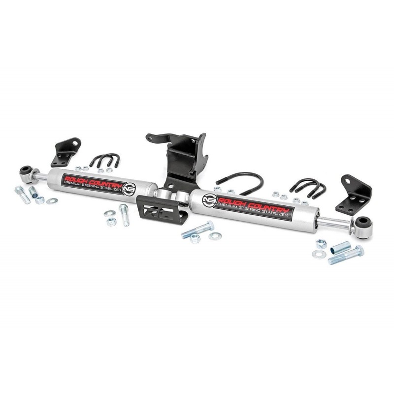 Rough Country N3 Dual Steering Stabilizer - 2.5-8" Lift for Jeep Gladiator JT, Wrangler JL 4WD
