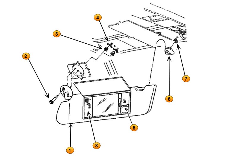 Jeep Grand Cherokee WK Sun Visor Parts Diagram - 05-16 OEM & Replacement  Driver Sun Shade - Morris 4x4 Center